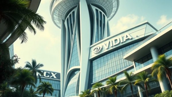Nvidia stock growth prospects: modern building with Nvidia logo