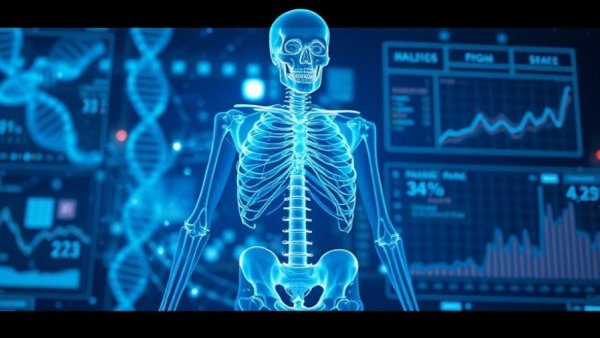 Futuristic AI-enhanced medical analysis illustrating AI in the continuum of care.