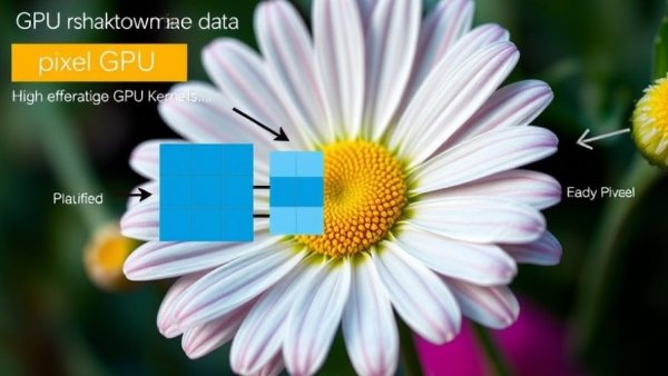 High-performance GPU kernels processing flower pixel data schematic.