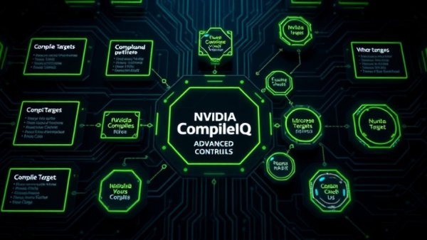 NVIDIA CompileIQ diagram featuring compile targets and components with a glowing design.