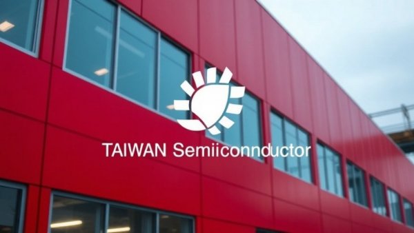 TSMC logo overlay on red building background, AI stocks concept.