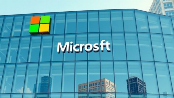 Microsoft logo on modern building - Microsoft AI