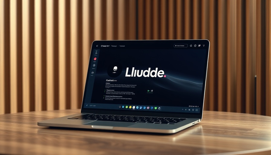 Laptop with Claude AI interface on wooden desk.