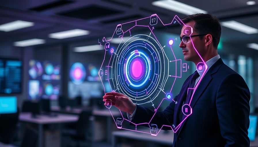 Futuristic AI interface on tablet in office setting, agentic AI concept.