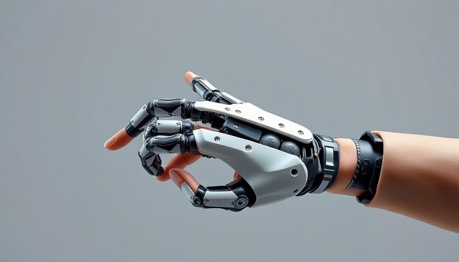 AI news: Human and robotic hands reaching towards each other.