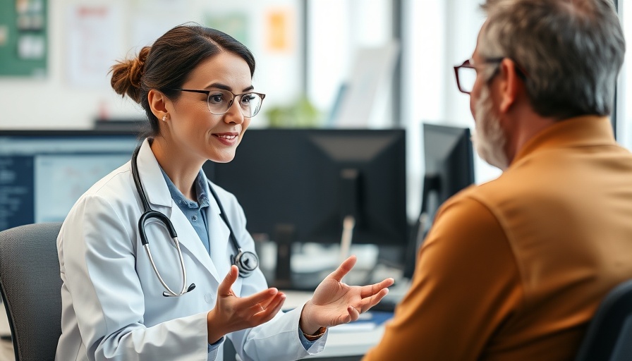 Doctor consulting with patient in office setting.