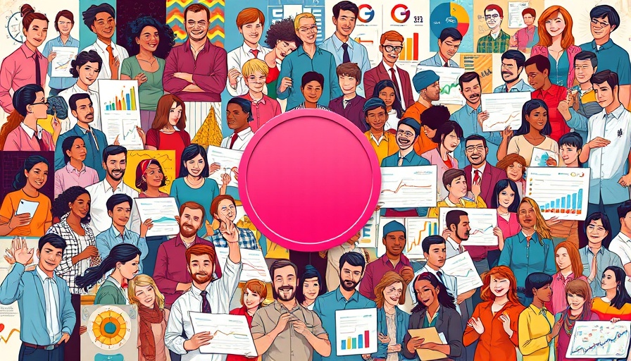 Dynamic collage of activities and charts with central logo.