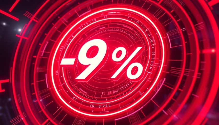 Neon red spiral with -9% symbol representing Nvidia stock decline.