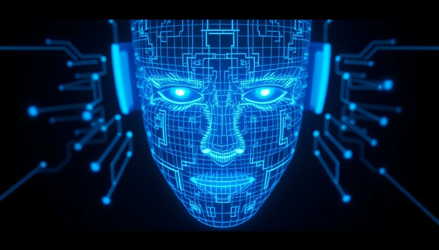 Futuristic digital face representing agentic AI in blue.