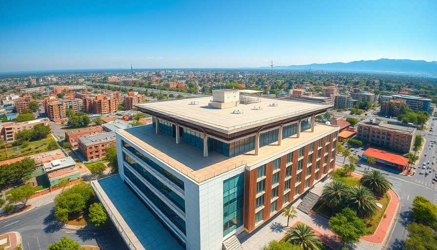 Aerial view of modern building highlighting US chip production boost.