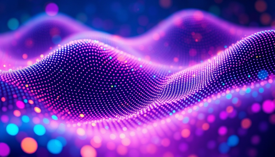 Colorful particle wave representing agentic AI, vibrant and dynamic.