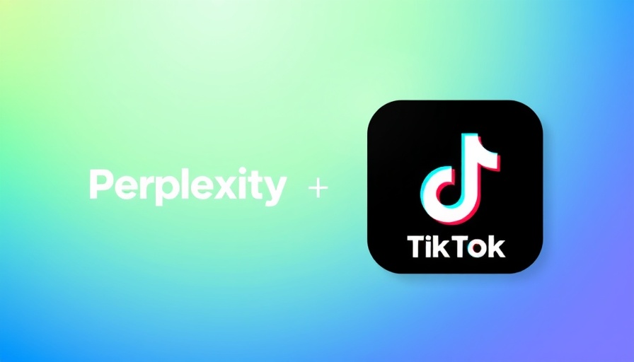 Perplexity and TikTok logos on gradient background.