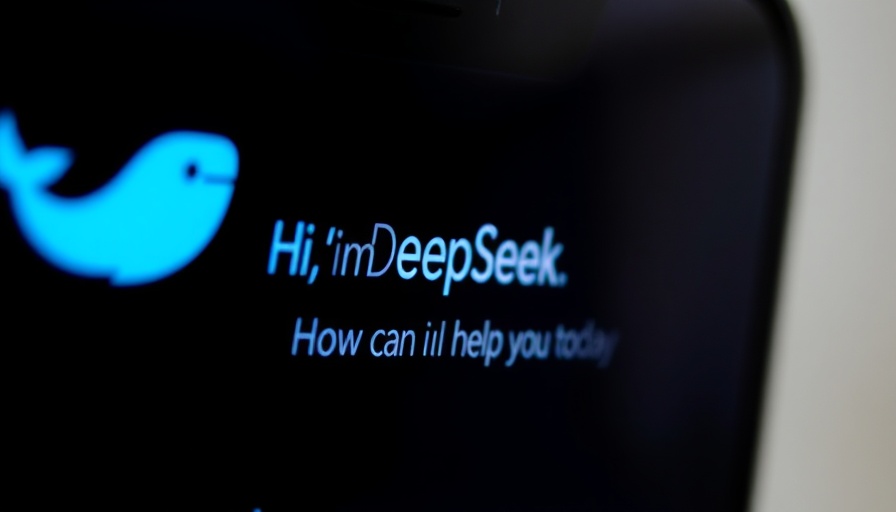 DeepSeek AI interface on digital screen with blue whale icon.
