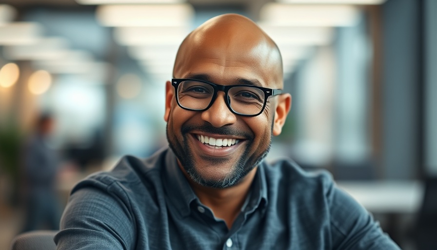 Smiling man in office, related to agentic AI.