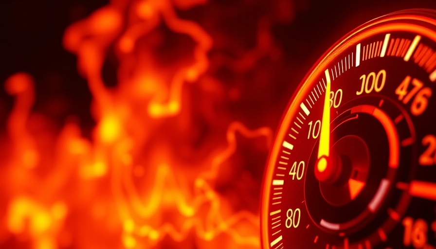 AI data centers under pressure depicted by fiery background and temperature.