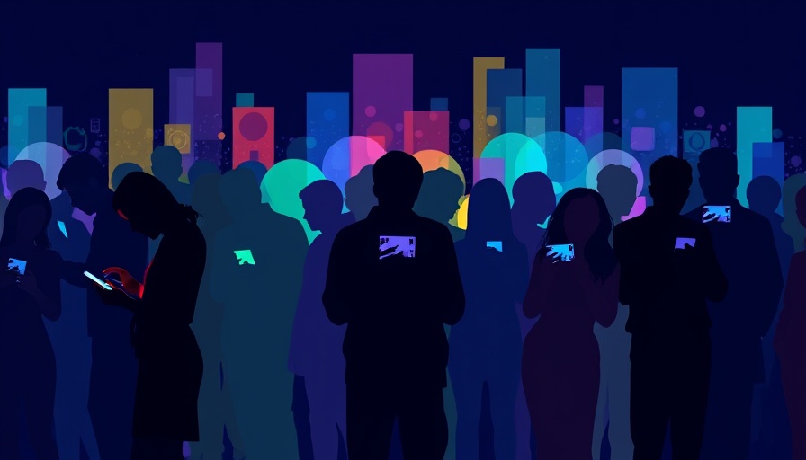 Silhouettes using smartphones depict acute agency decay amid AI.