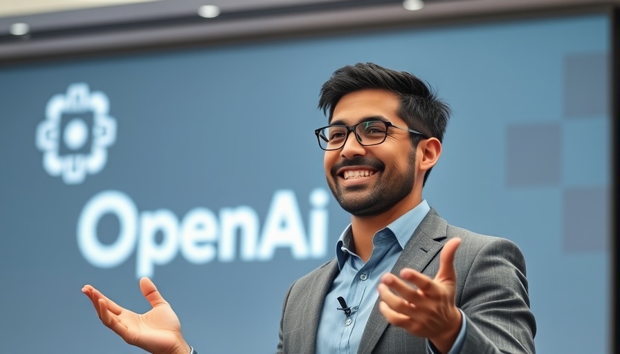 Business professional presenting trending AI news.