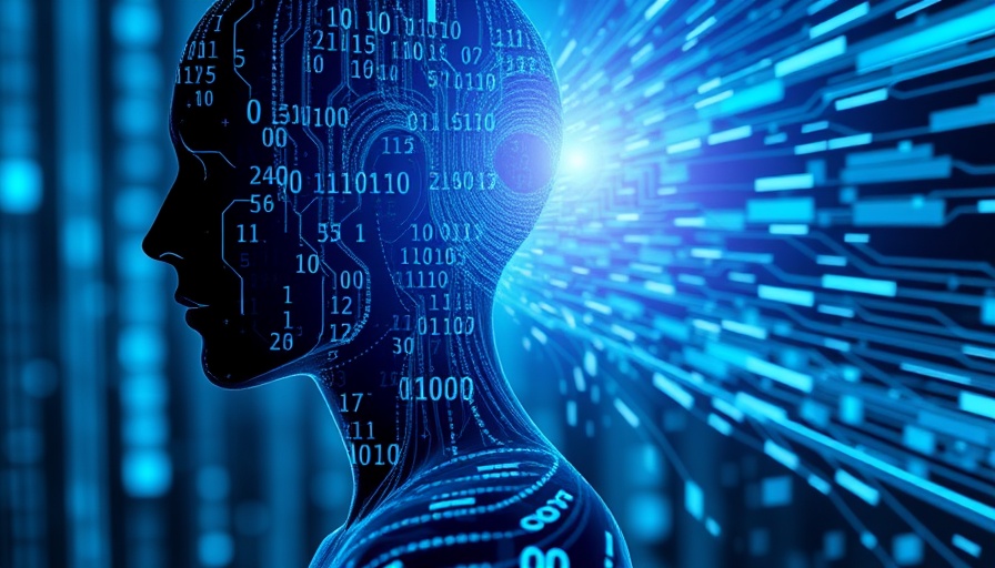 Visual concept of agentic AI with digital flow and binary code.