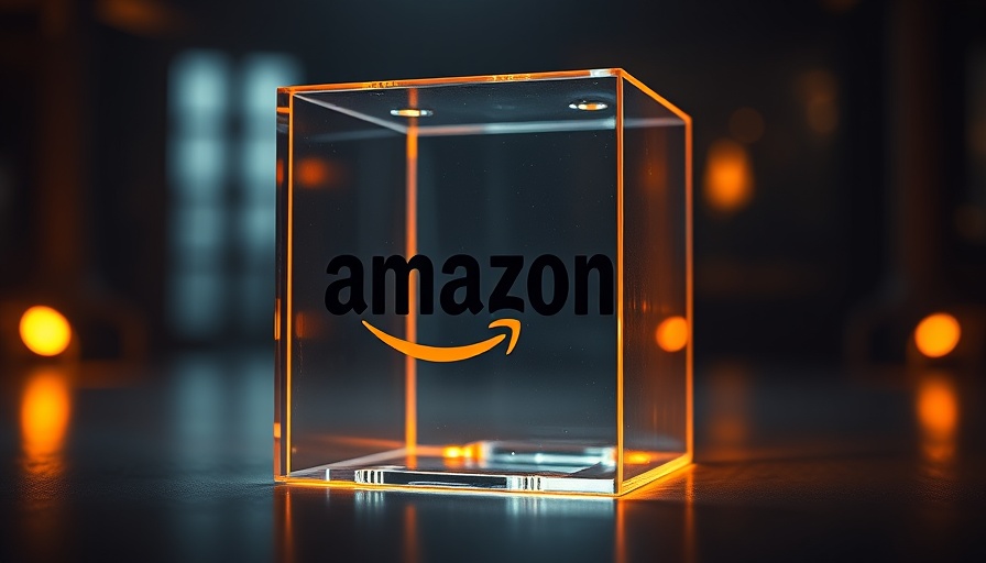 AI agents concept with glowing Amazon logo cube