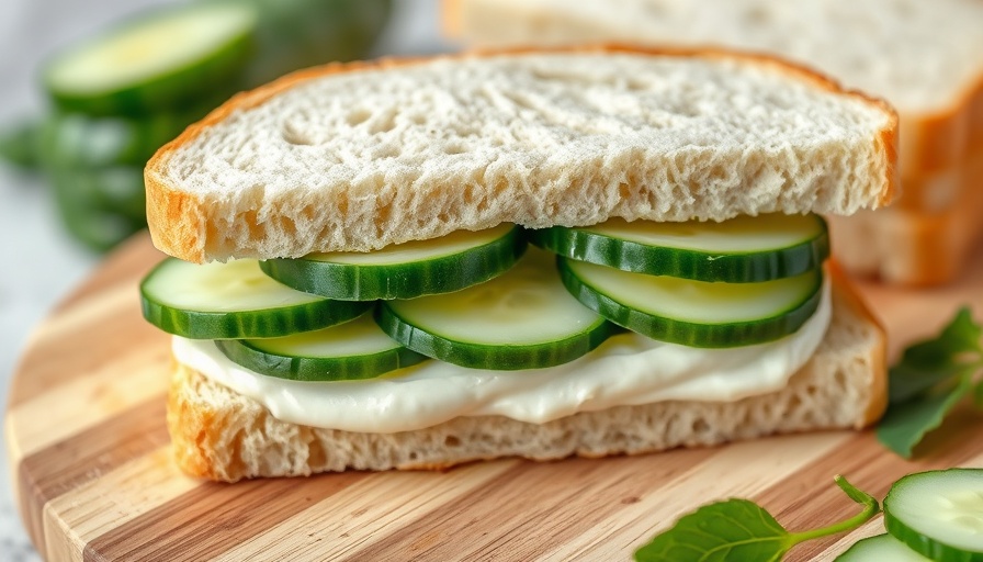 Cucumber sandwich upgrade with creamy spread and fresh cucumbers.
