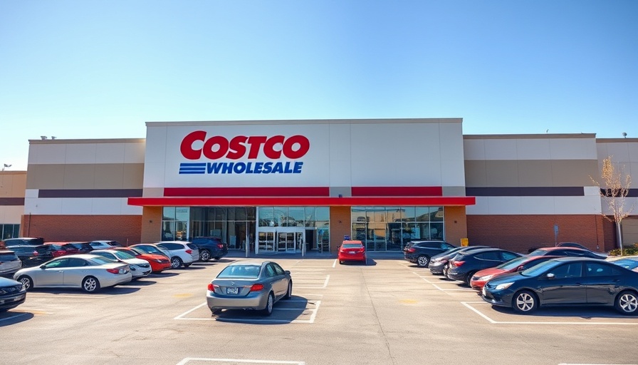 Costco storefront with parking lot on a sunny day.