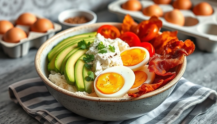 Vibrant Cottage Cheese Breakfast Bowls with eggs, avocado, and bacon