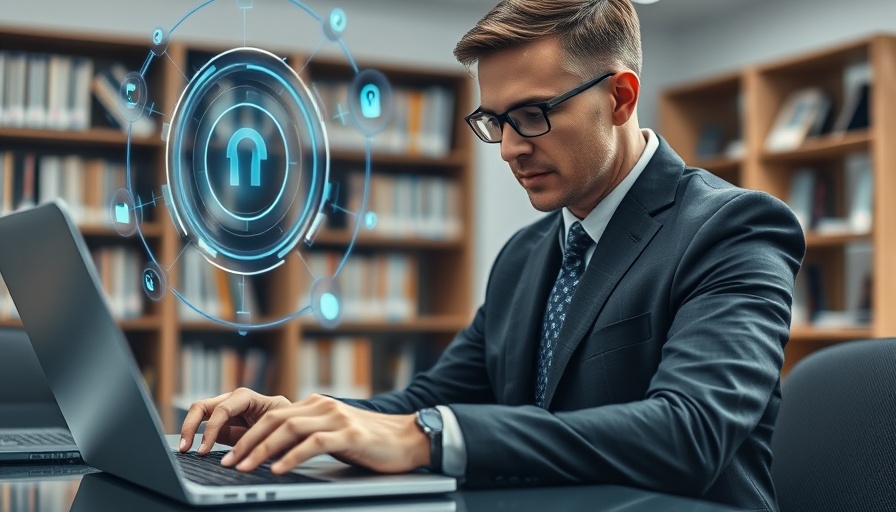 Businessperson interacting with AI interface on laptop in office, EU's AI Code of Practice.