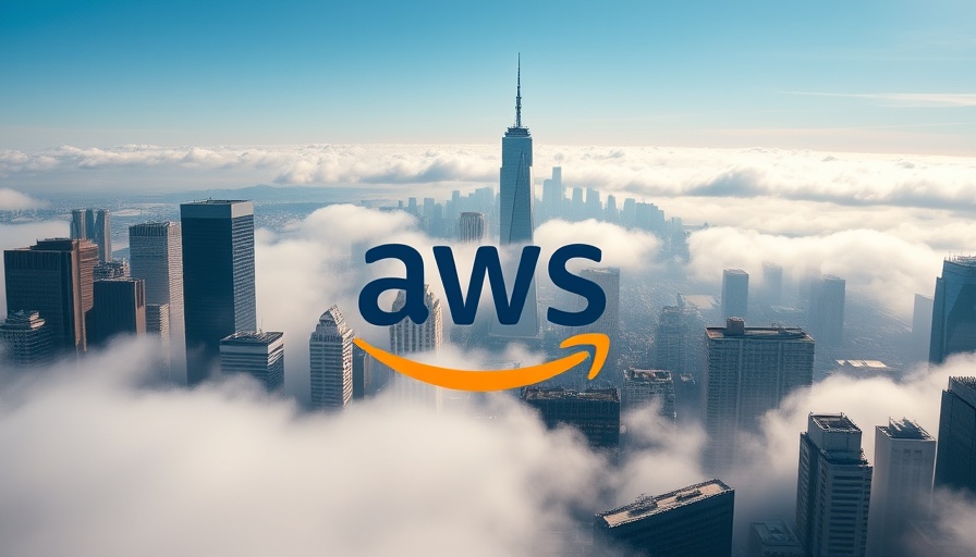 AWS logo over foggy city skyline, representing enterprise AI advancements.