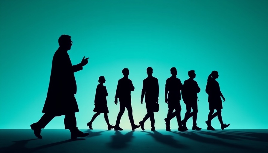 Leadership silhouette leading a group, concept for AI era management.