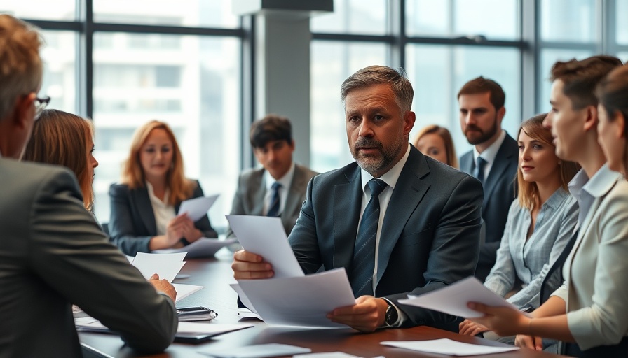 Stressed businessperson in a boardroom meeting discussion.