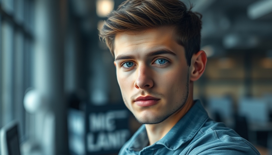 Agentic AI concept represented by a focused young man in office.