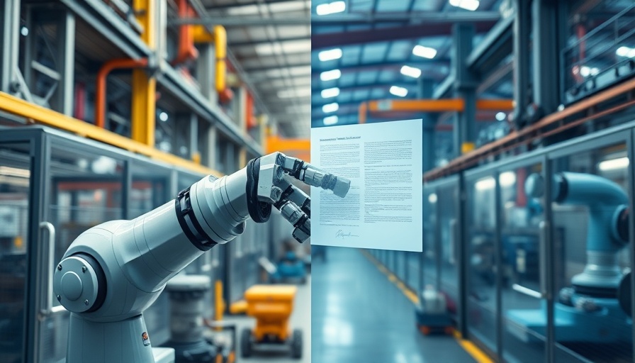 Deep reasoning AI in industrial and digital setup, robotic machine operation.
