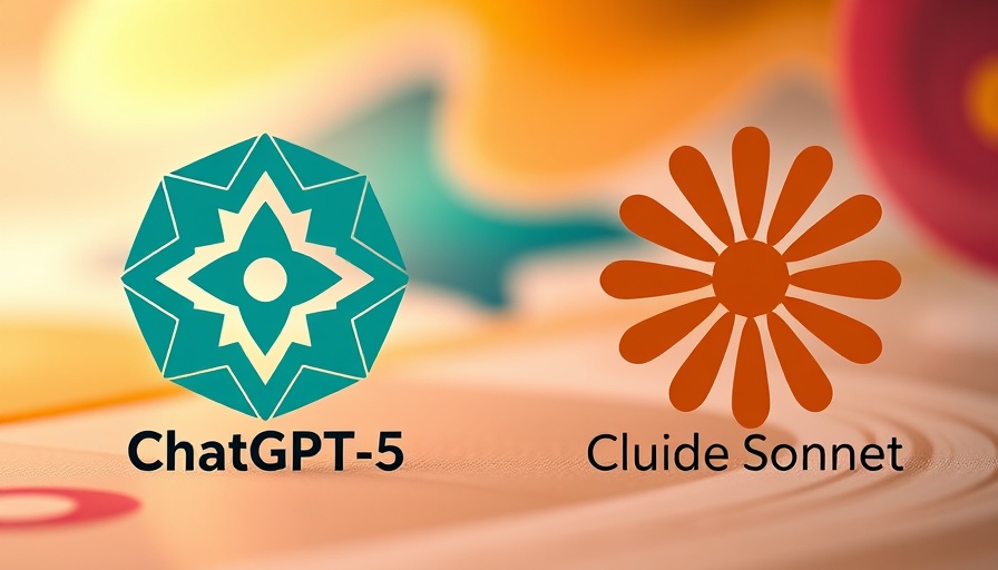 Comparison of ChatGPT-5 and Claude AI logos on colorful background.
