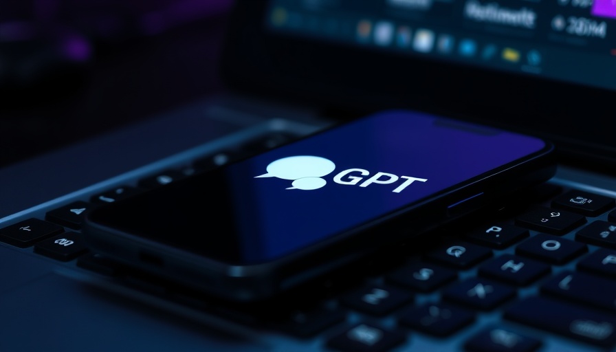 ChatGPT logo on phone screen over keyboard, AI chess context