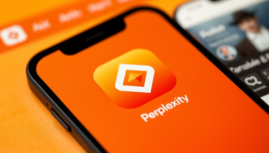 Perplexity AI app icon on smartphone screen against website background.