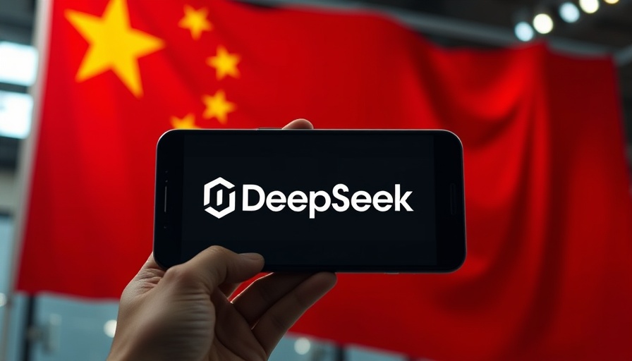 DeepSeek logo displayed on smartphone against Chinese flag.