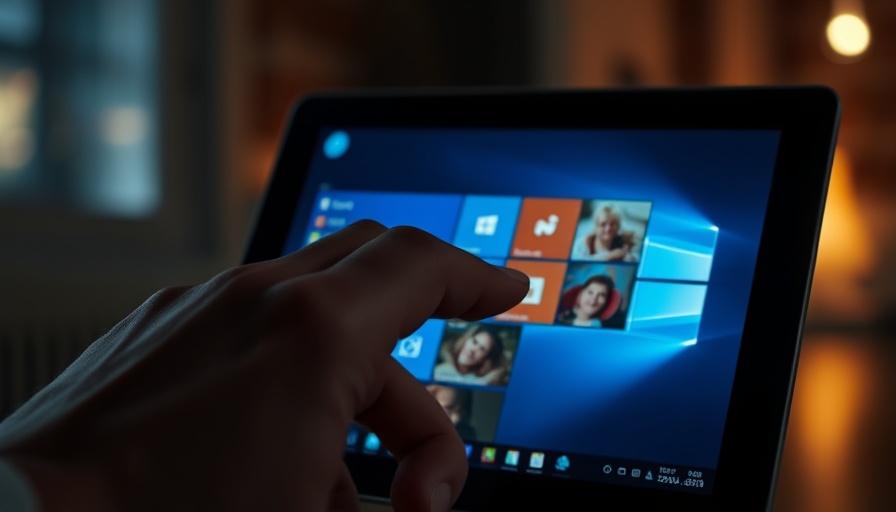 Close interaction with Windows 10 tablet focusing on start menu.