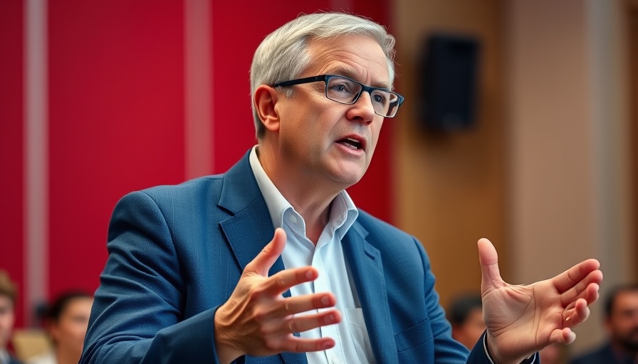 Man speaking at AI companies government contracts conference