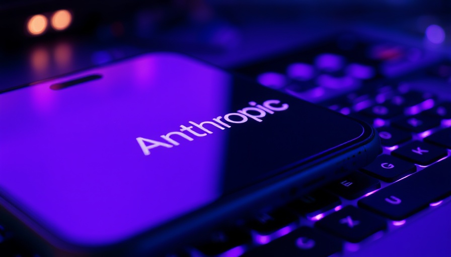Claude AI concept with 'Anthropic' on phone over keyboard.