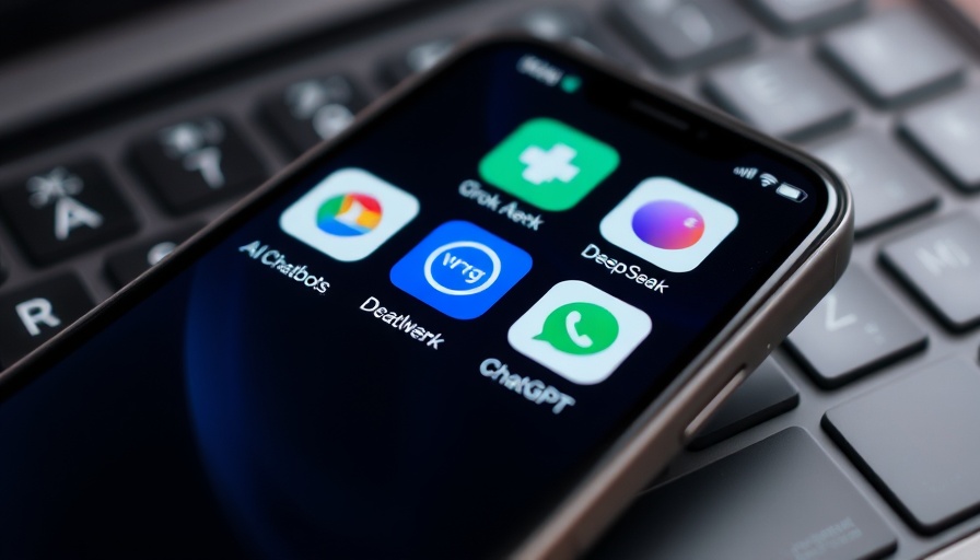 Smartphone with AI chatbots apps on screen for UAE users.