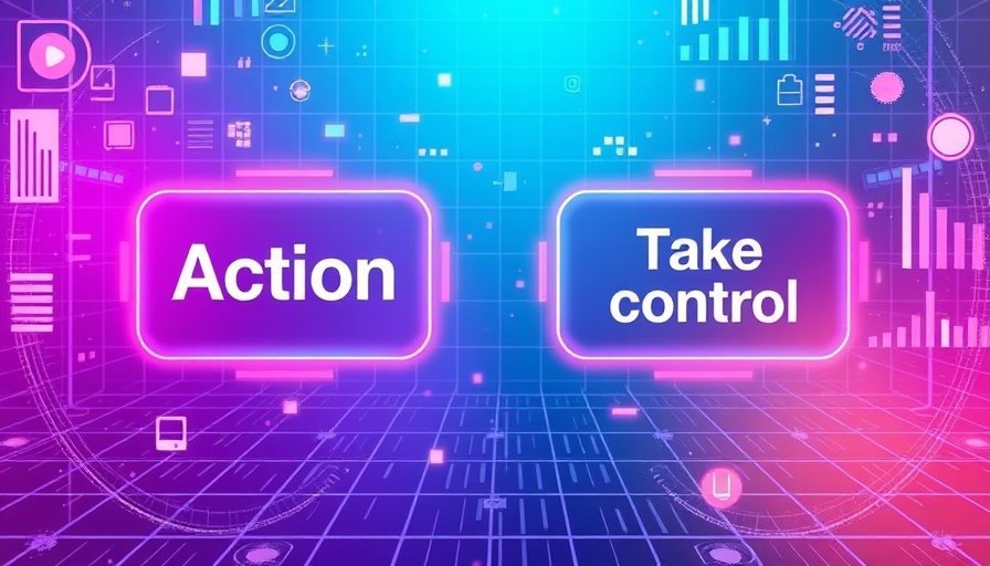 Futuristic interface design with colorful icons and text for Microsoft AI.