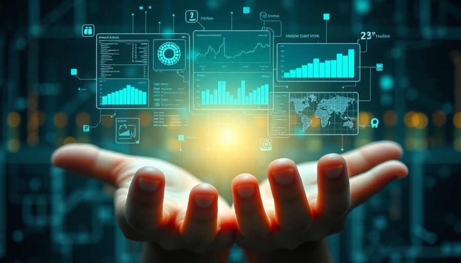 Agentic AI futuristic interface with digital graphs and icons.