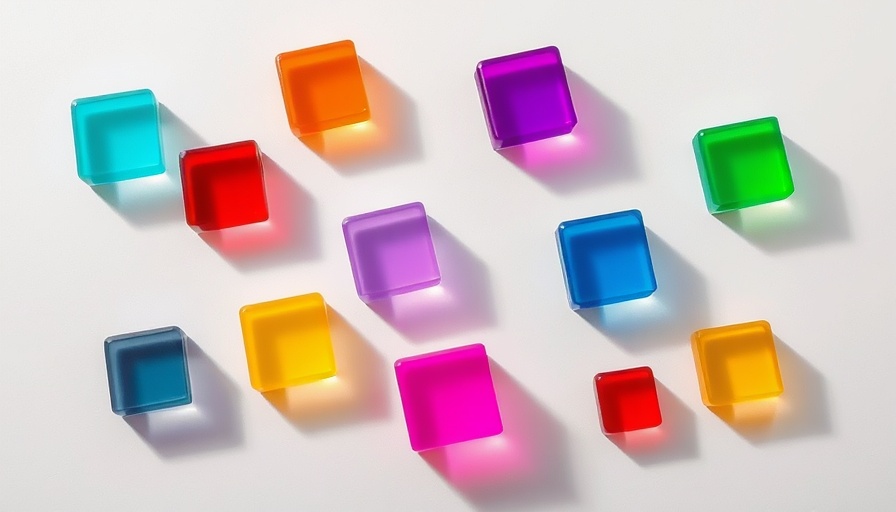 Abstract multicolored squares with a glassy texture representing Microsoft AI.