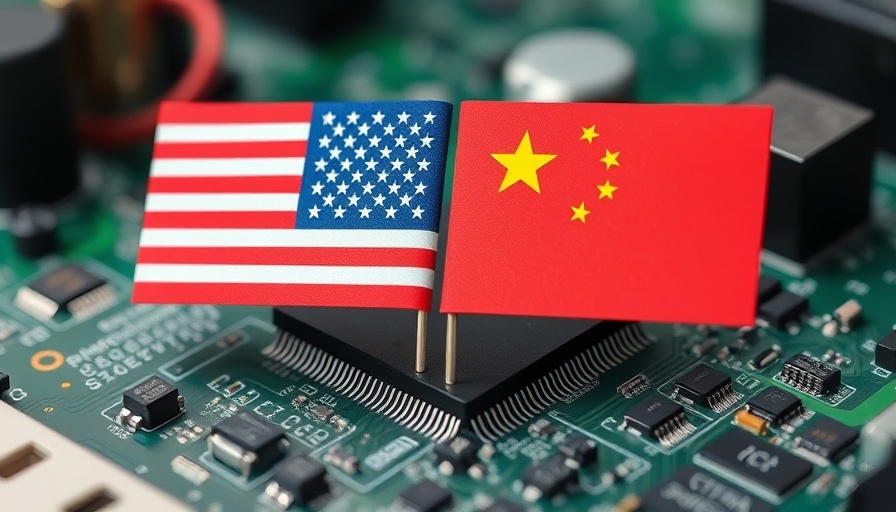 Nvidia AI chips in China, USA and China flags on microchip board