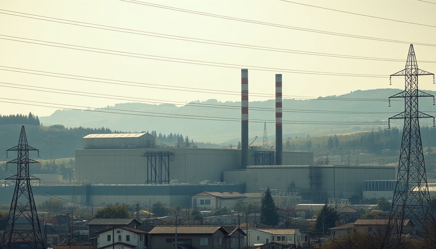 DeepSeek AI energy demand facility in suburban hilly landscape.