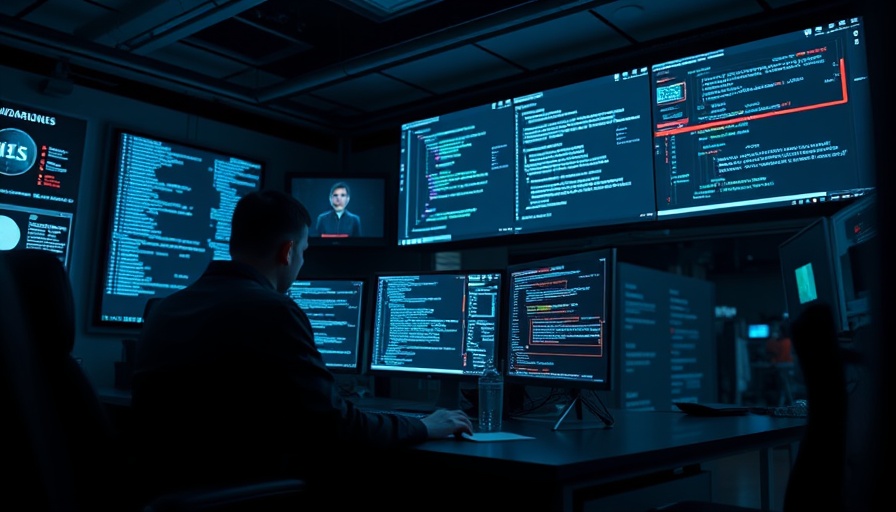 Cybersecurity team tackling AI-powered malware in high-tech room.