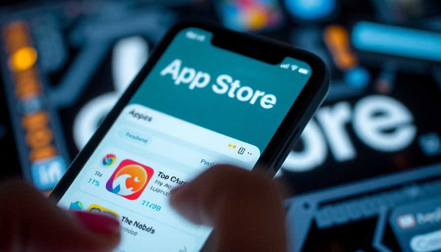 Close-up of smartphone displaying top apps in front of bright logo