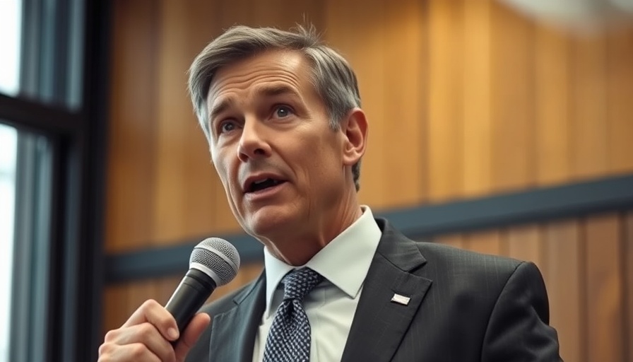 Middle-aged man in a suit speaking at an indoor event.