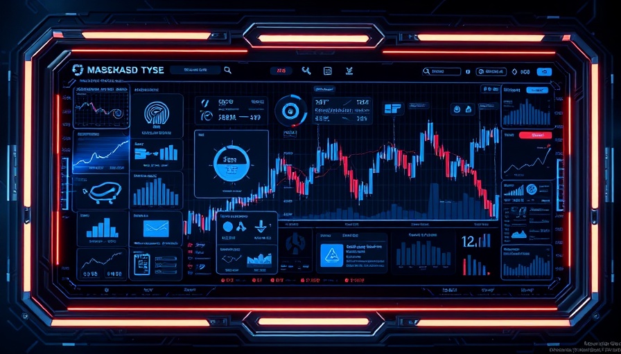 Digital interface with icons and financial graph, Microsoft AI theme