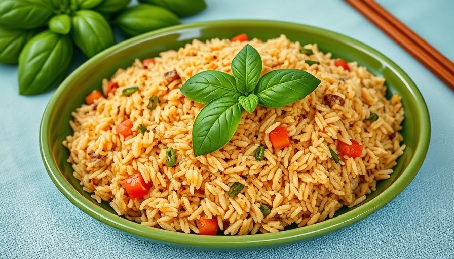 Easy Thai recipes: vibrant Thai fried rice with basil on platter.